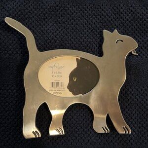 Freestanding Figural Cat Picture Frame, Vintage, Metallic (and so cute!)